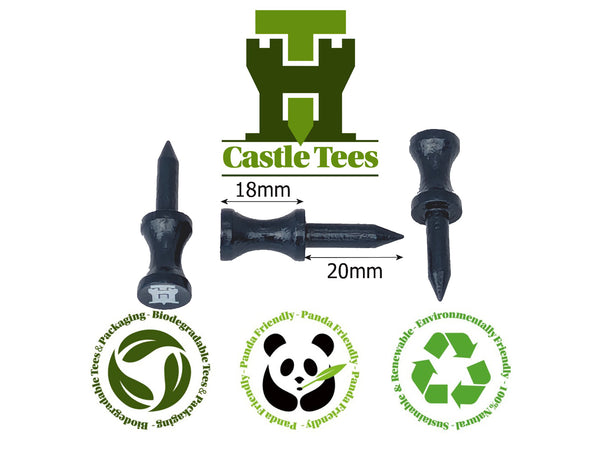Mixed Castle Tees Bag – 45 pcs Mixed Size Premium Bamboo Castle Golf Tees in a Bag