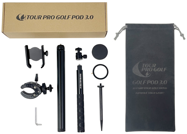 Tour Pro Golf Pod 3.0 Height Adjustable Magnetic Phone Tripod Full Set
