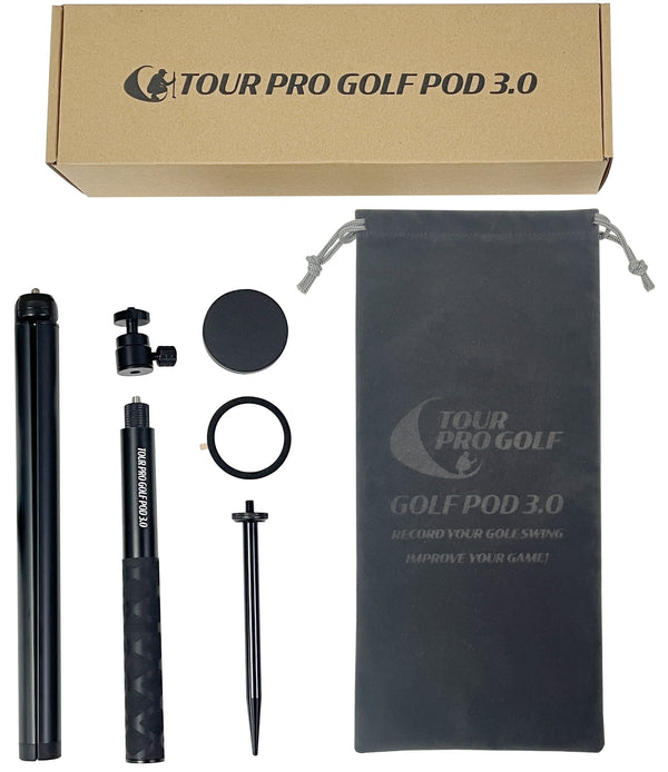 Tour Pro Golf Pod 3.0 Height Adjustable Magnetic Phone Tripod & Spike