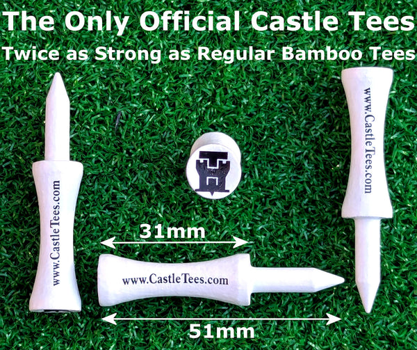Mixed Castle Tees Bag – 45 pcs Mixed Size Premium Bamboo Castle Golf Tees in a Bag